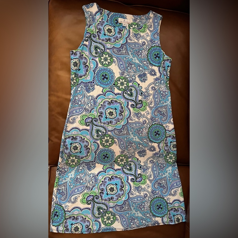 Jude Connally Abstract Print Beth Sleeveless Shift Stretch Dress | Size S | (TC)